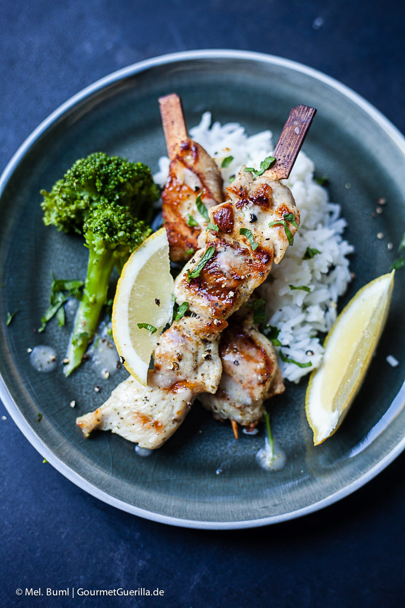 Grilled lemon chicken skewers | GourmetGuerilla.com